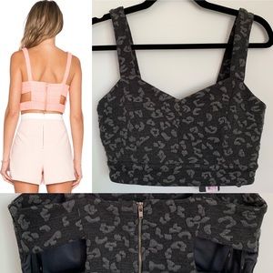 NWT dark grey print crop top